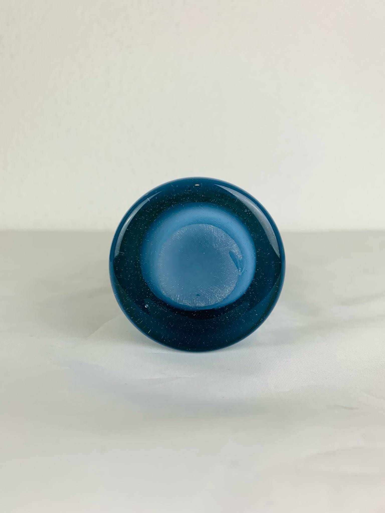 Vase verre bleu vintage style scandinave