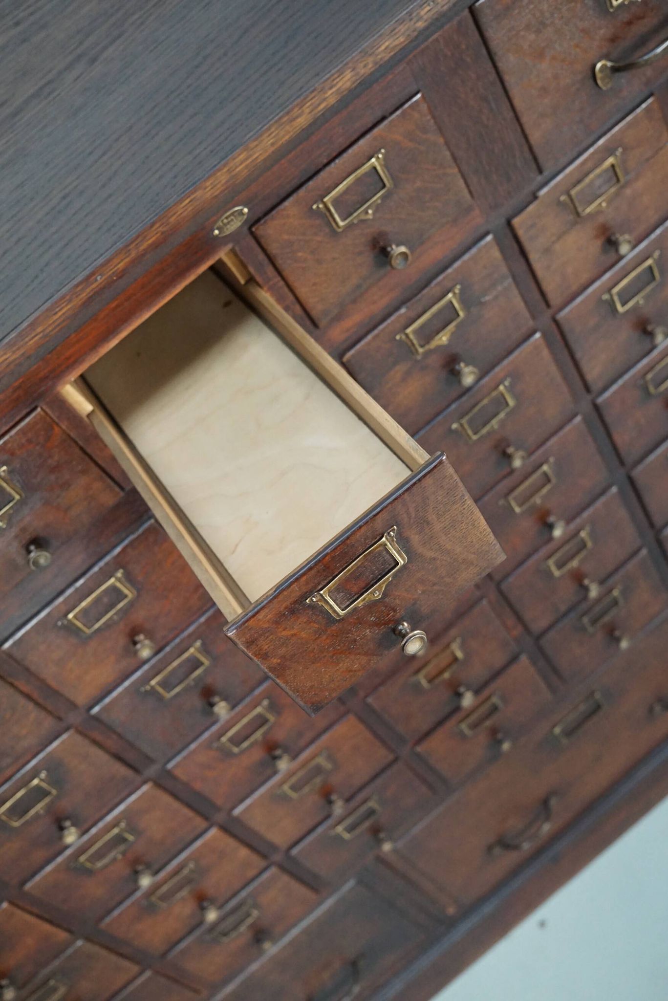 Large French oak notary apothecary cabinet / filing cabinet, 1920/30s