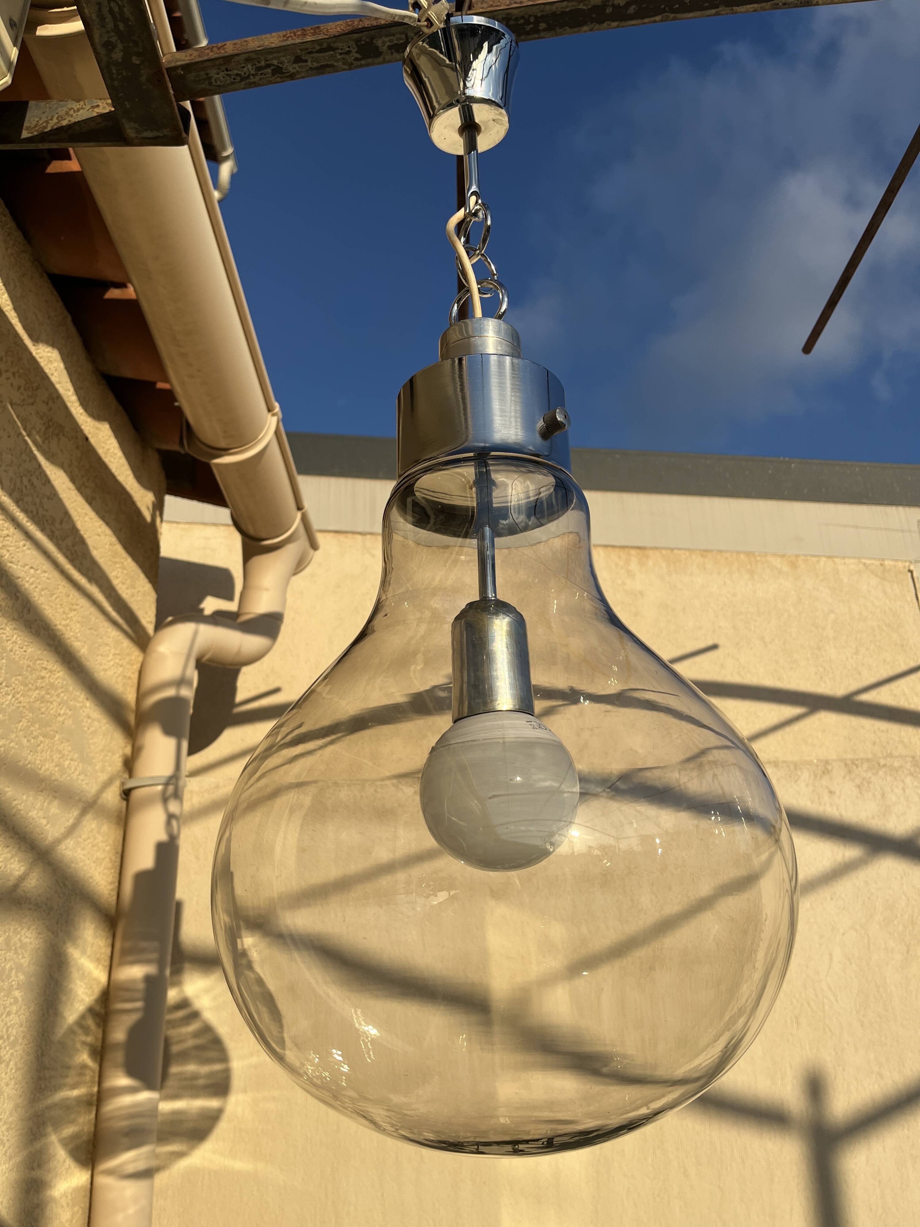70s design smoked glass chandelier