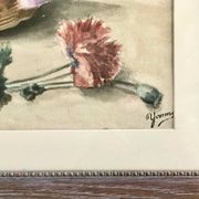 Tableau aquarelle panier de pivoines