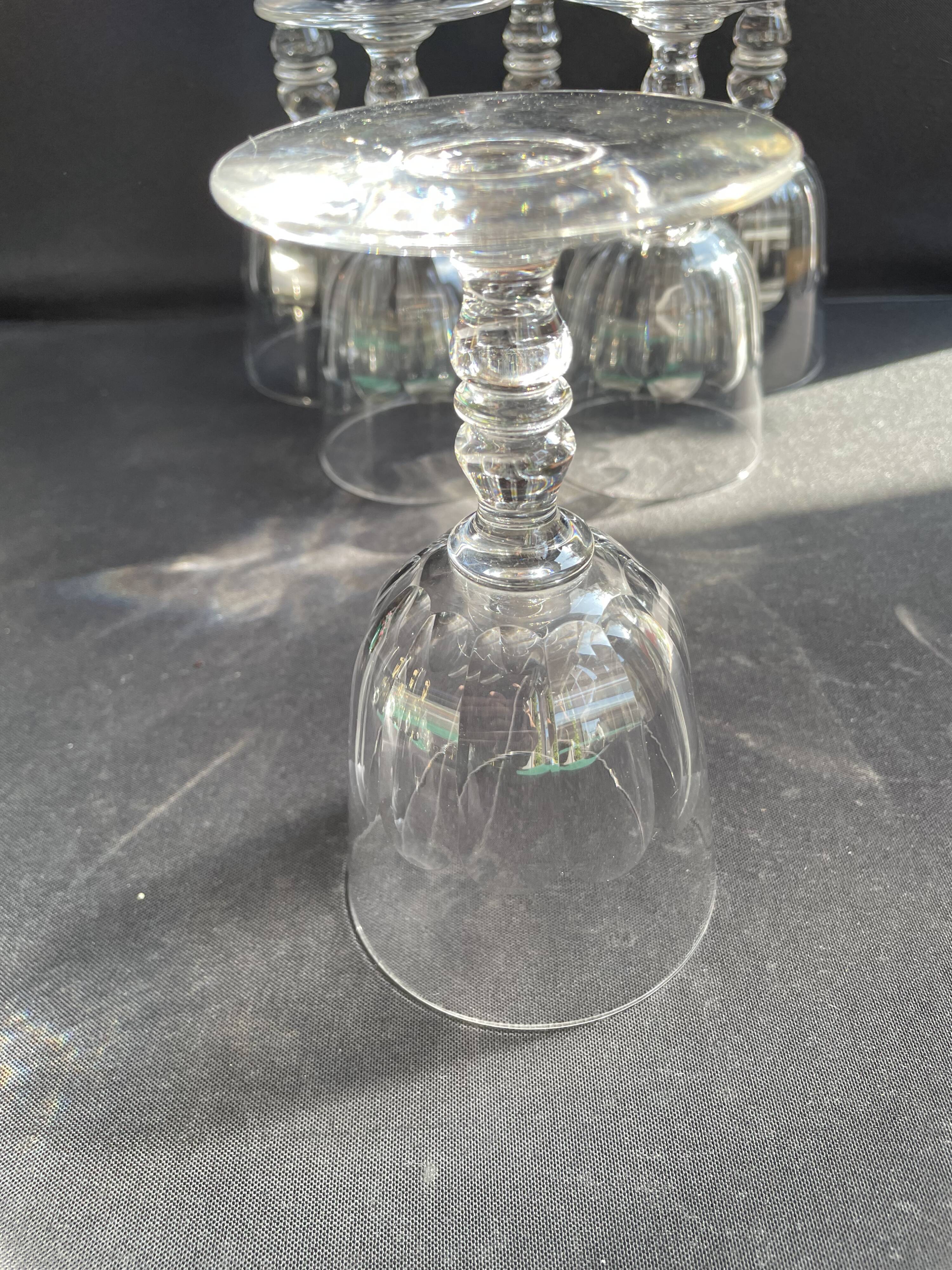 6 Baccarat Clermont 19th century wine glasses