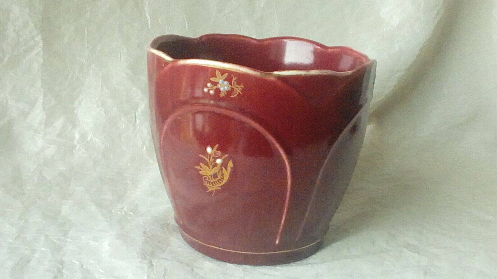 Cache pot en faience fives lille decor emaille epoque art nouveau