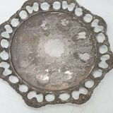 Tray with carafe and 6 glasses, glass and silver-plated metal, Art Nouveau period