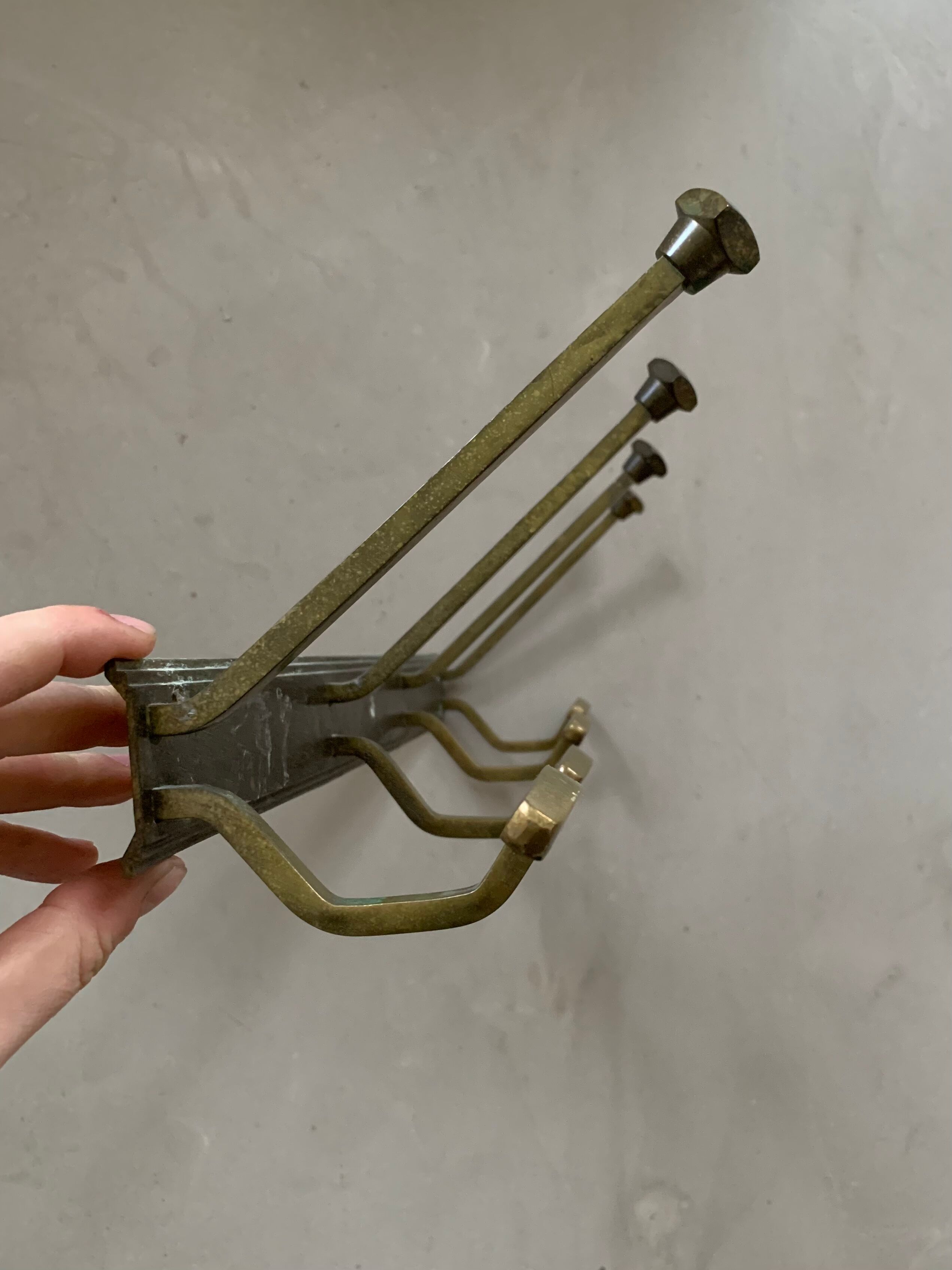 Antique brass wall coat rack