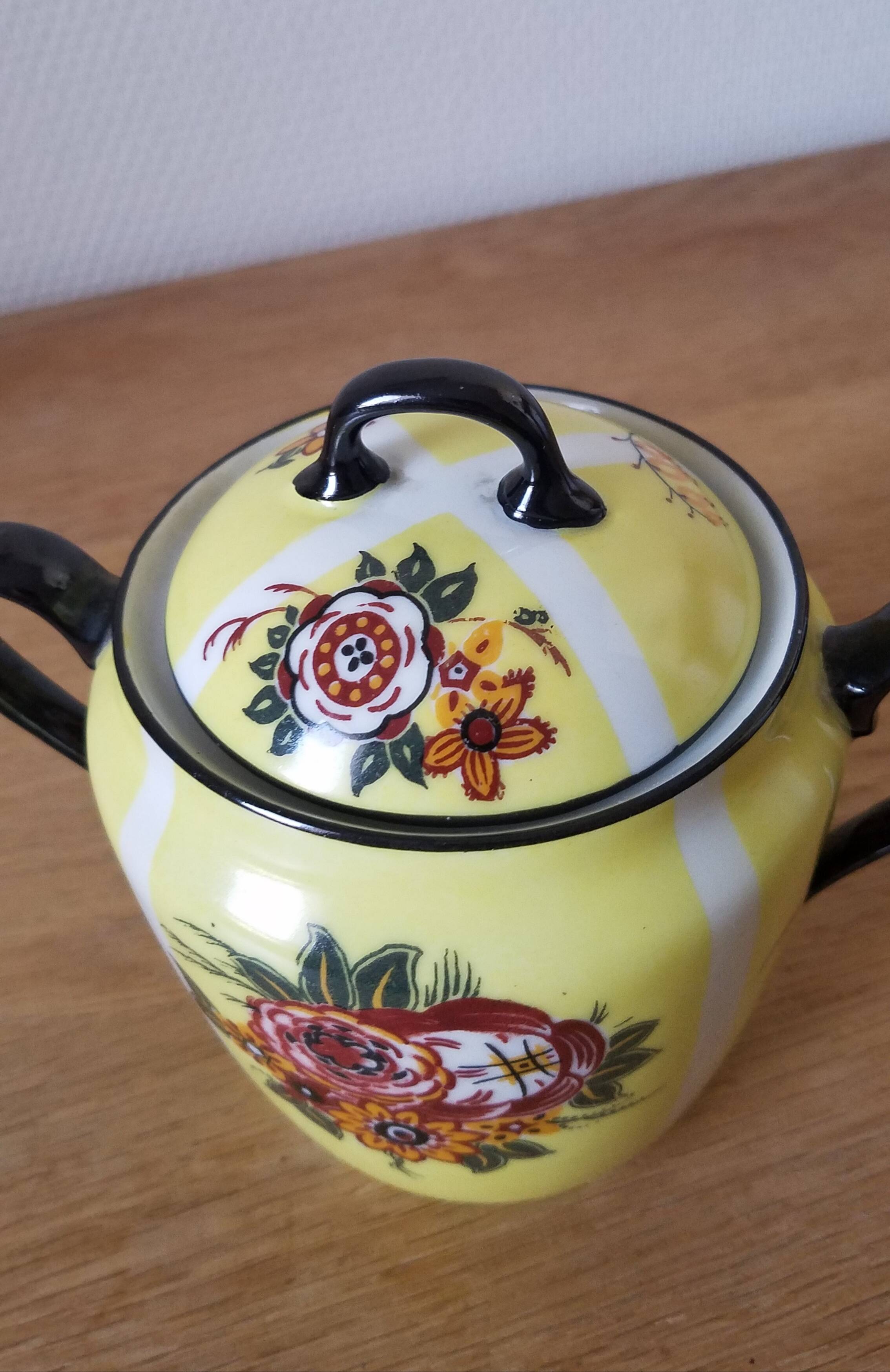 Vintage floral porcelain sugar bowl