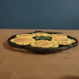 Dessous de plat en fonte métal patiné Tournesol Fleur ancien dp0322108