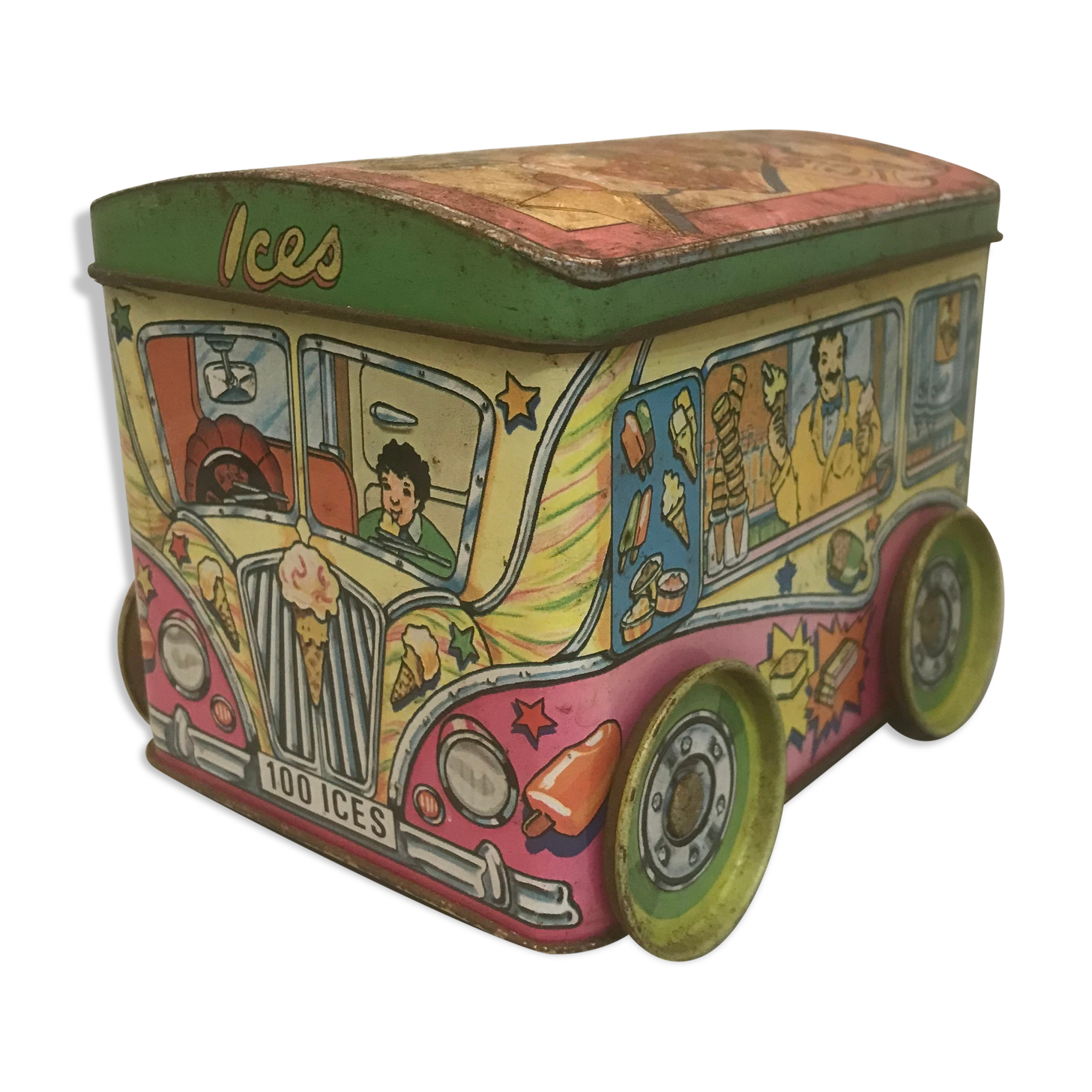 Metal box vintage ice cream bus 1960