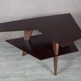 Table basse vintage pied compas forme libre (aile d'avion)