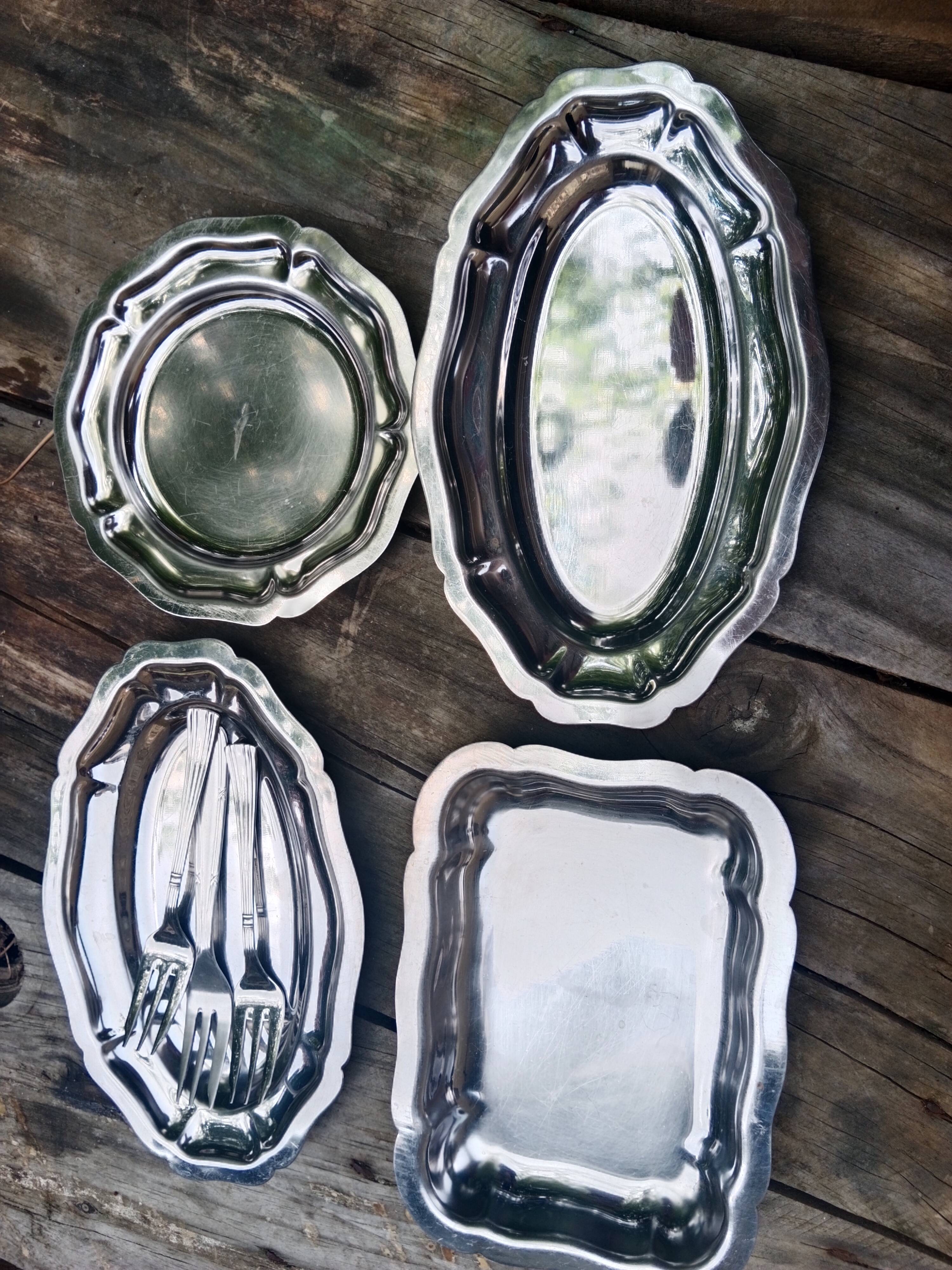 Small vintage platters and presentation forks
