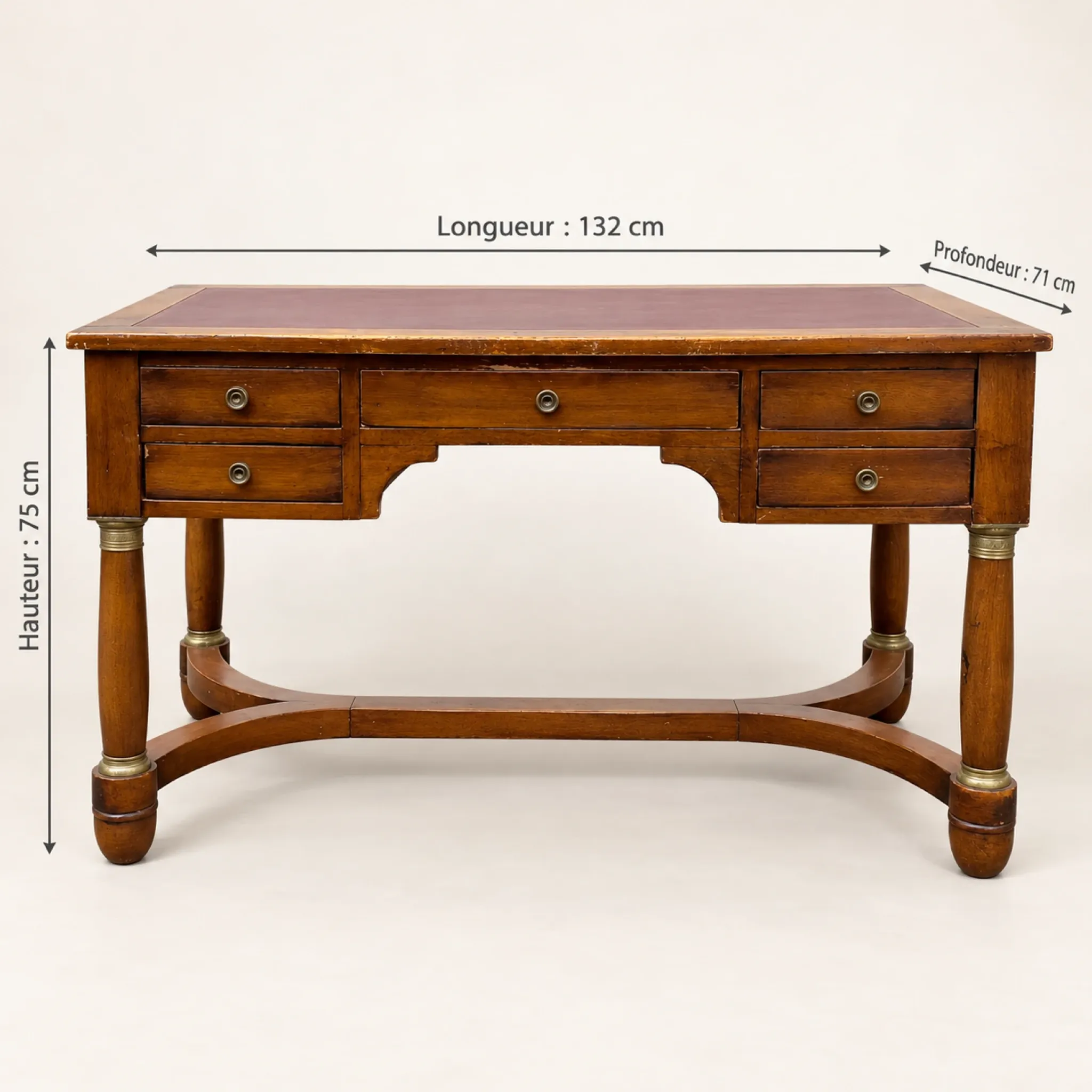 French bureau from the 19th century, Empire style in mahogany, leather with extensions.