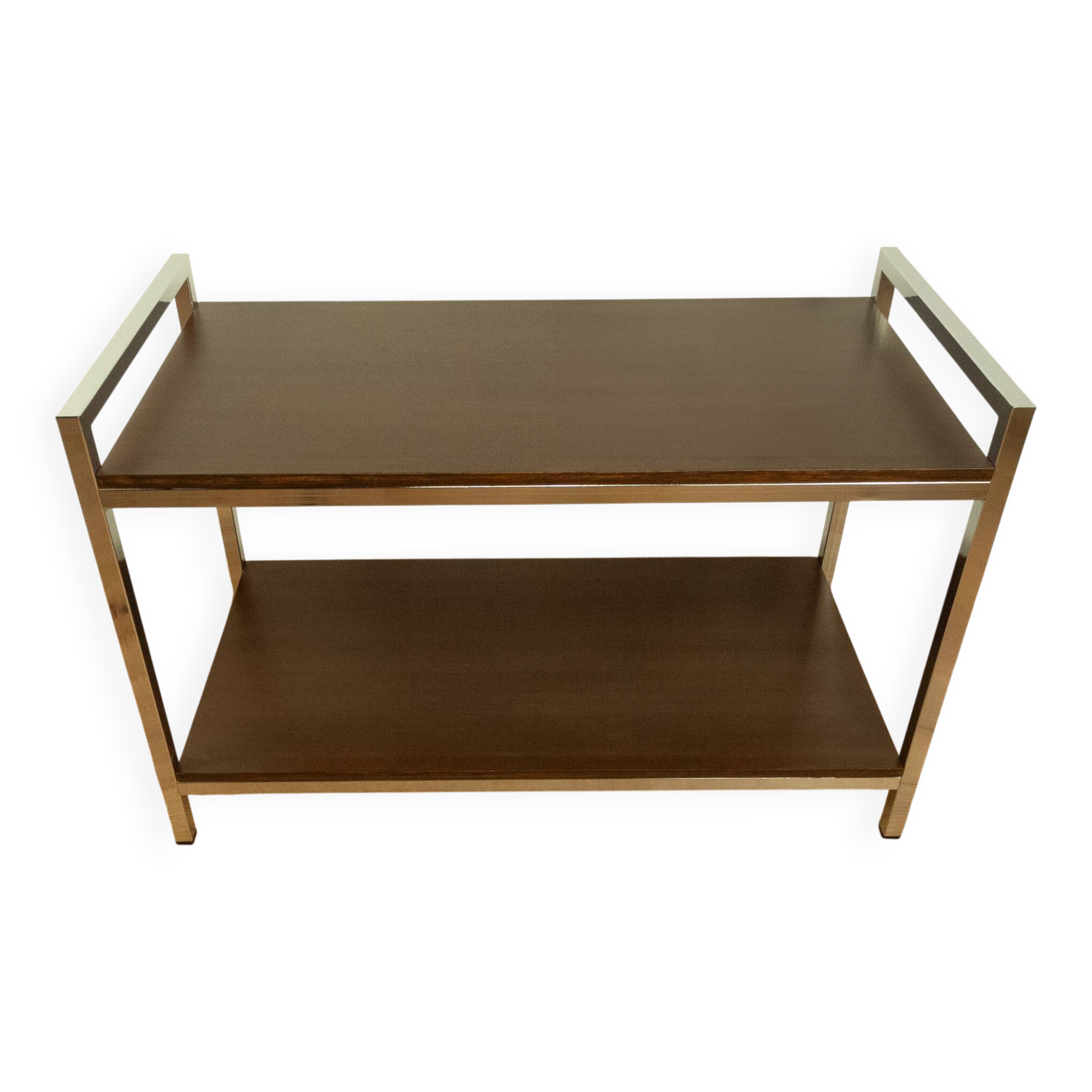 Shelf, chrome, stained mahogany, vintage from the 60s