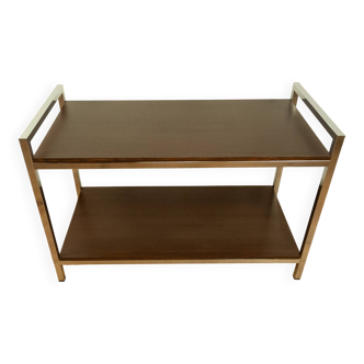 Shelf, chrome, stained mahogany, vintage from the 60s