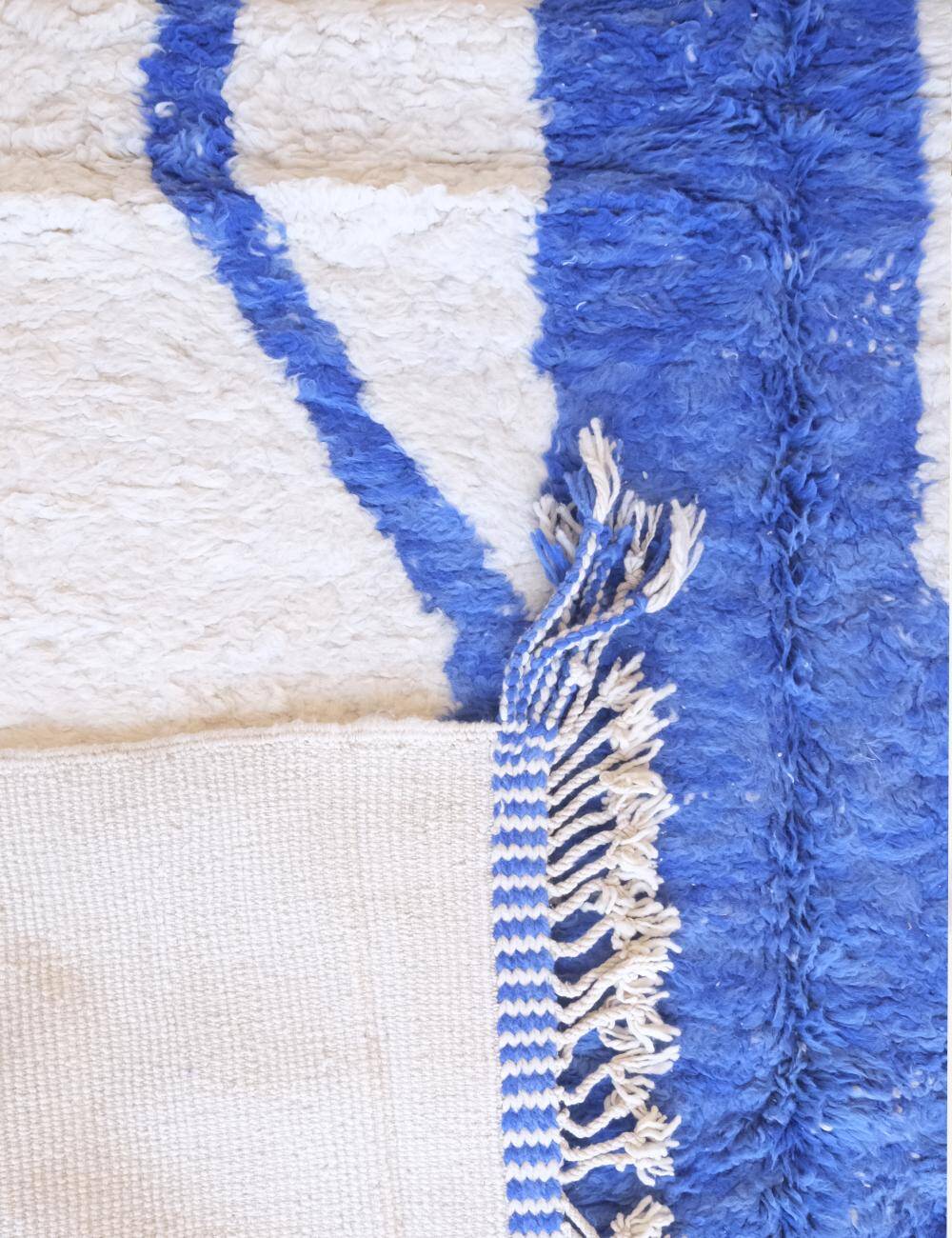 Blue and White Berber Rug - 345 x 252 cm