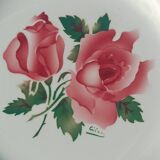 flat plates Digoin Sarreguemines Cibon – red roses decoration – vai