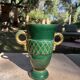 White Letalle vase for Saint Clément - model 4212 in green and gold.