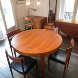 Large teak table with extensions by Jean Tricoire and Robert Vecchione