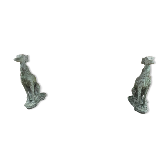 Pair of decorative stone greyhounds