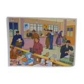 School poster editions Nightingale Montmorillon Vienna has the post office and a day of snow in the village vintage 1960