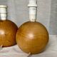 Paire de lampes de chevet boules bois tourné vintage 1970