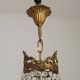 French Empire Style 3 Light Bronze Montgolfier Crystal Basket Chandelier