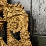 Miroir en bois sculpté doré XIXème siècle 37x91cm