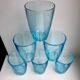 set of 6 water glasses Made in France blue glass 70s