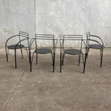 Set of 4 silver moon armchairs by Pascal Mourgue for Fermob