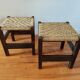 Pair of handcrafted stools from Friuli in carved wood, Italy, circa 1960.