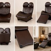 "111 Wink" armchair in brown leather by Toshiyuki Kita for Cassina