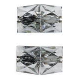 Pair of wall sconces in faceted crystal and chrome / prism glass wall lamps by Kinkeldey