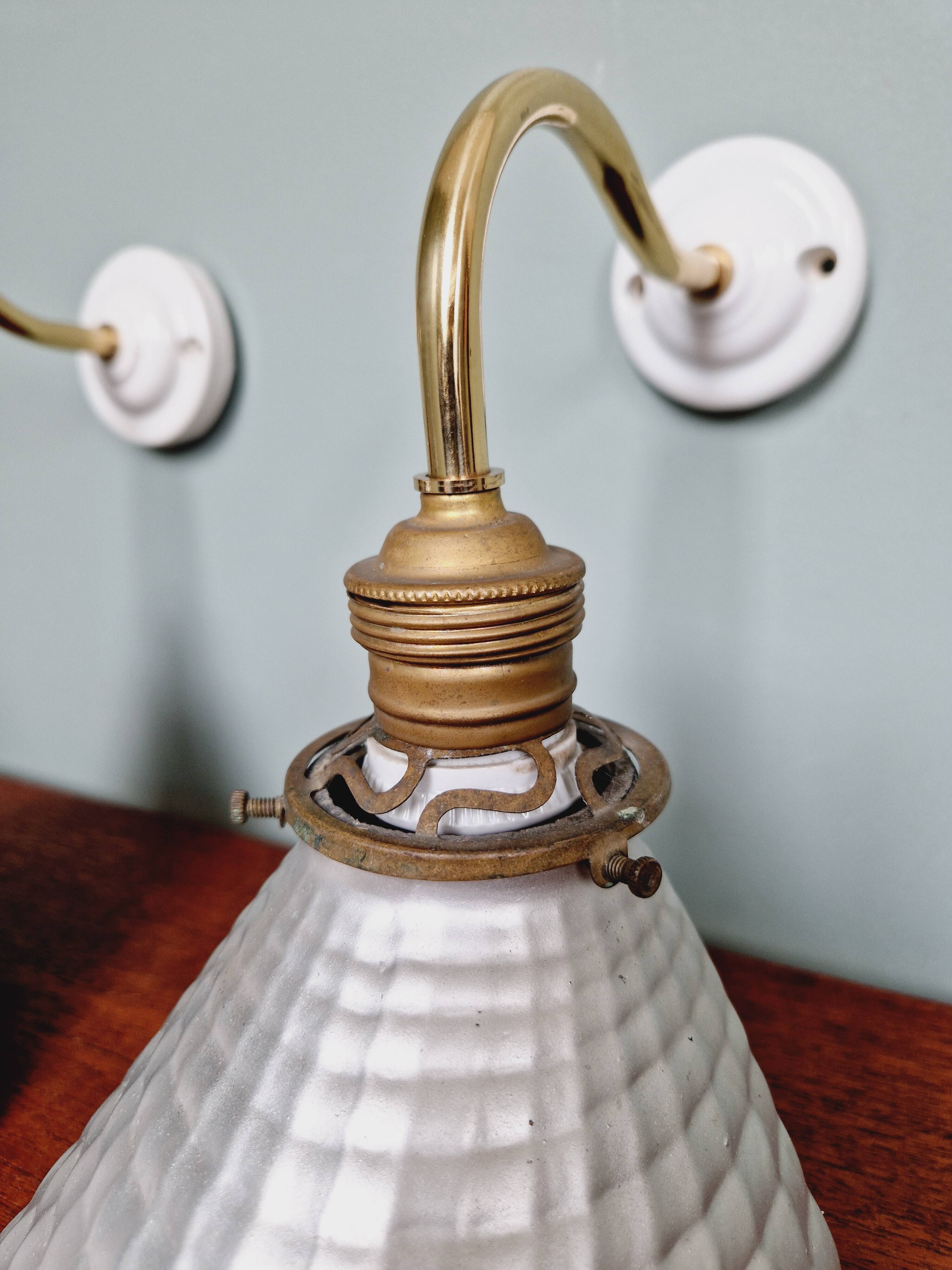 Pair of mercurized glass wall sconces, Maison Malabert, 1930s