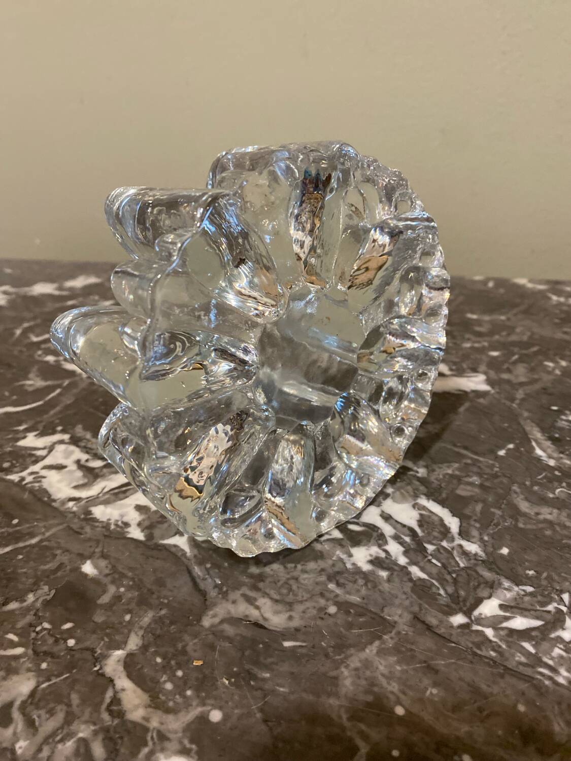 Designer candle holder in thick glass