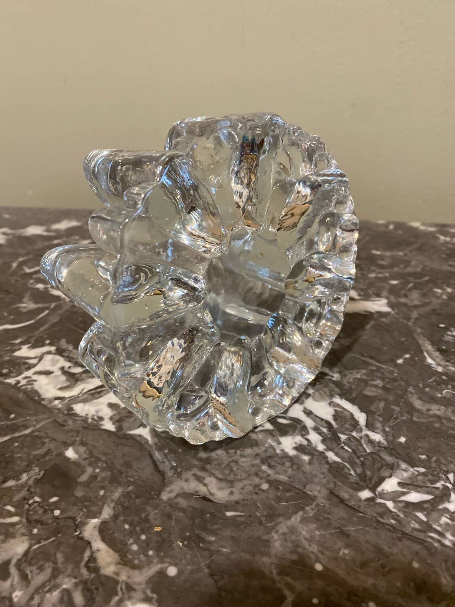 Designer candle holder in thick glass