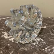Designer candle holder in thick glass