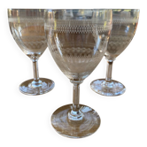 3 crystal wine glasses