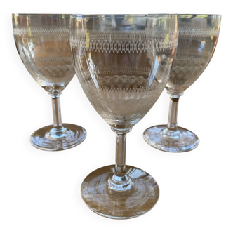 3 crystal wine glasses