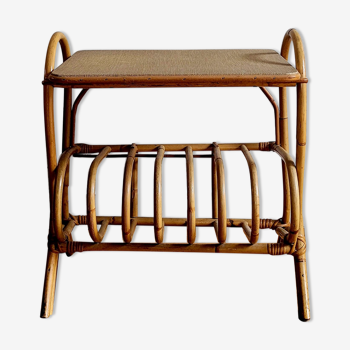 Rattan magazine rack side table