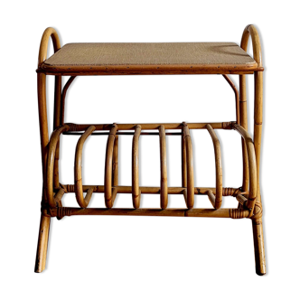 Rattan magazine rack side table