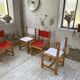 Set of 4 80s colored pine chairs