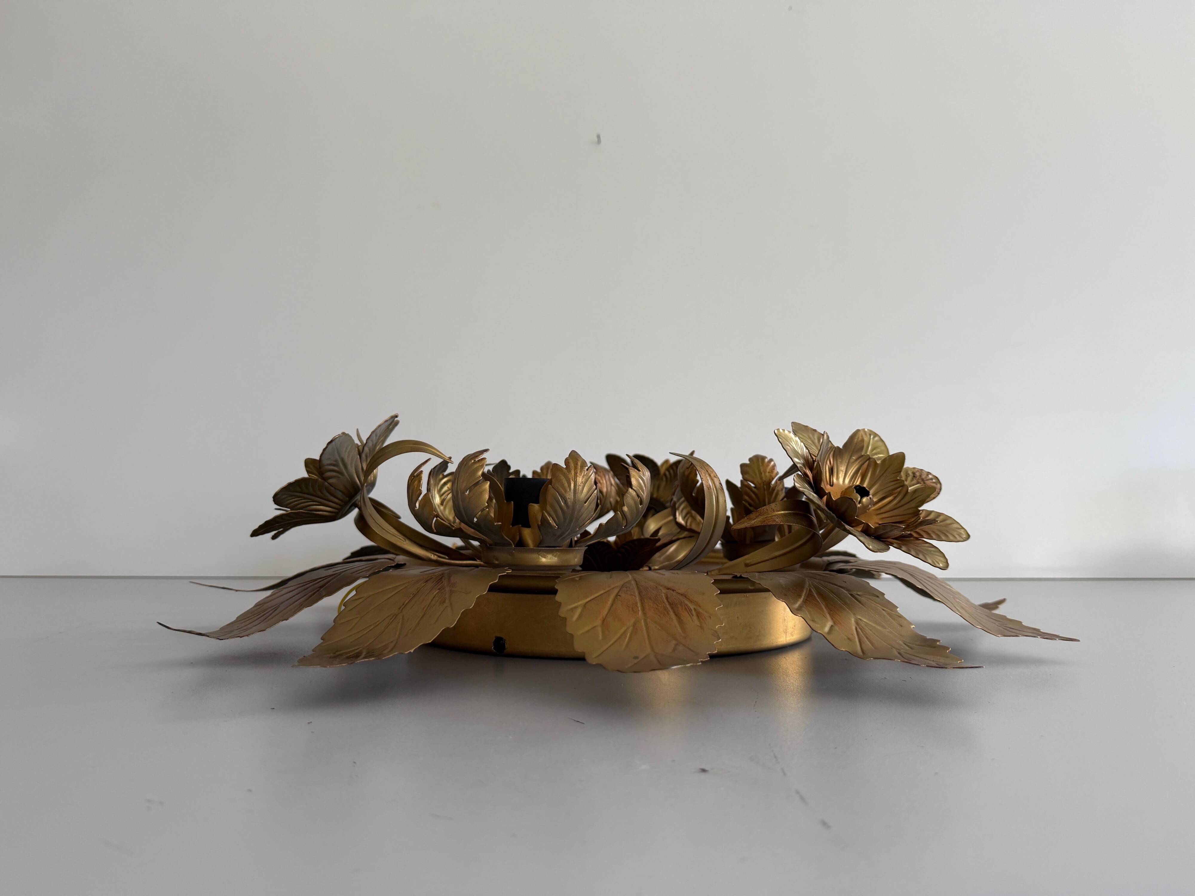 Three-arm flush lamp, brass, Design/One, 1960s, Germany