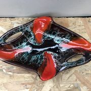 Old dish ceramic brown red black vintage