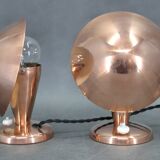 Paire de lampes de table Bauhaus en forme de champignon, finition cuivre, années 1930, Tchécoslovaquie