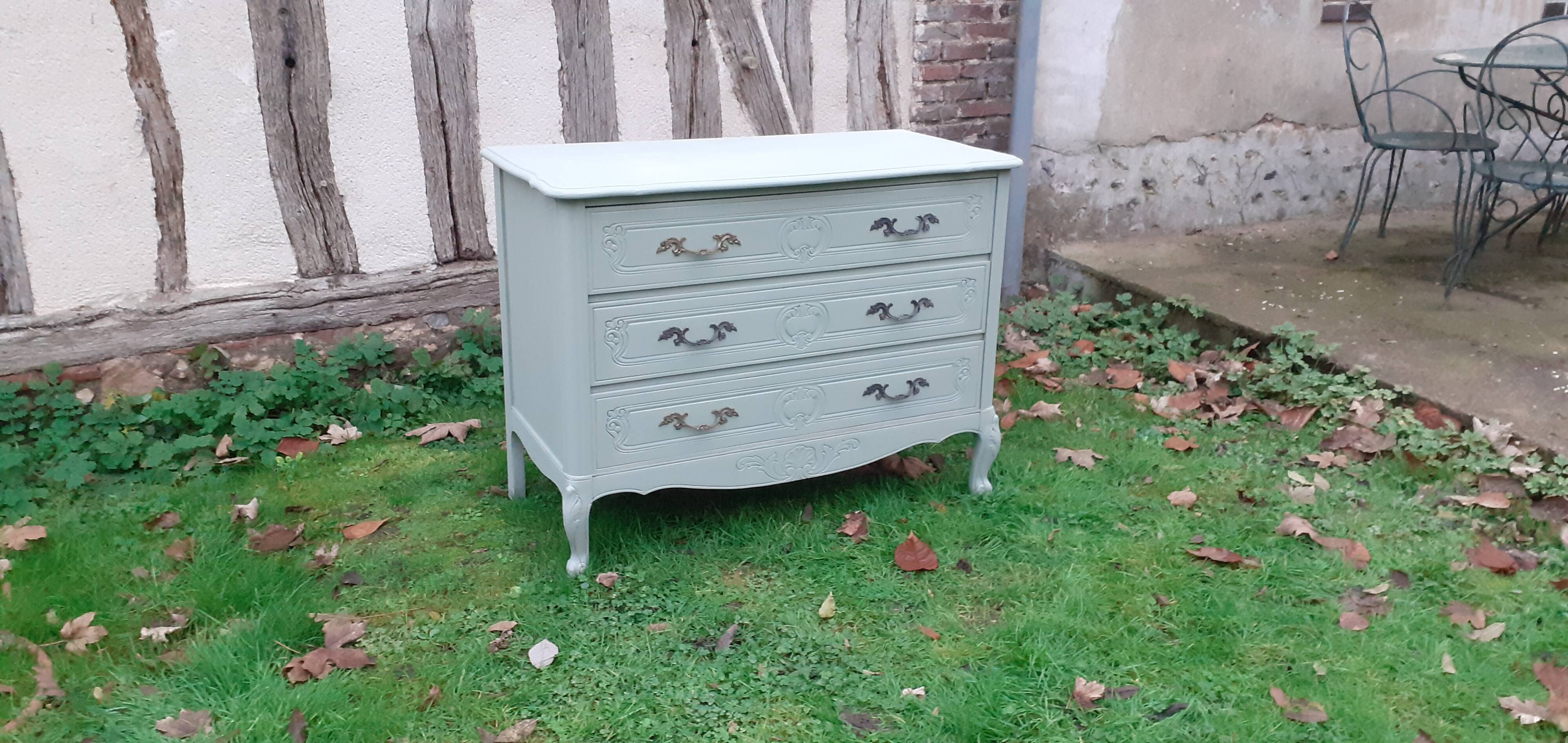 Commode style Louis xv 3 tiroirs vert Luxembourg