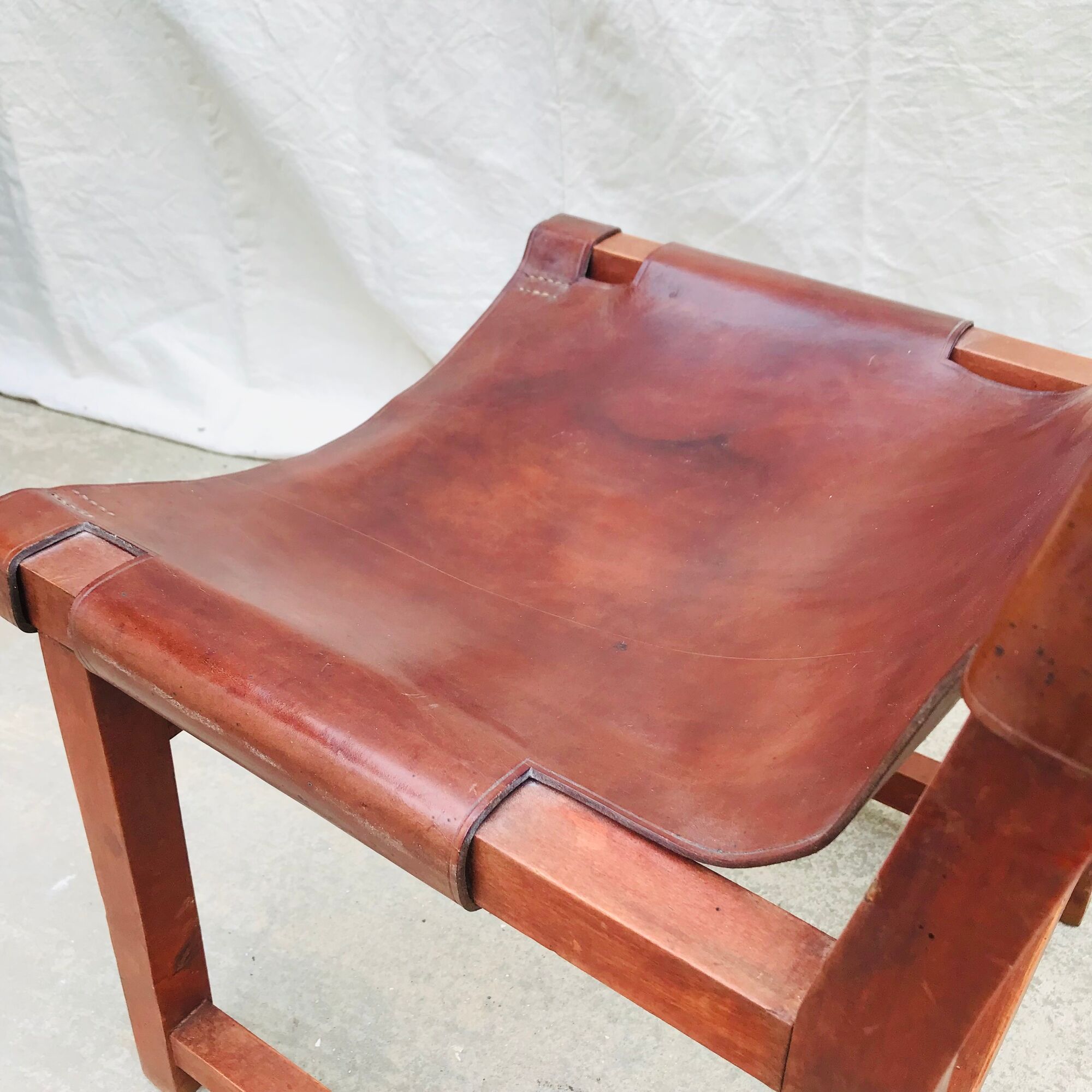 Modernist chair Riaza leather and vintage wood 1960