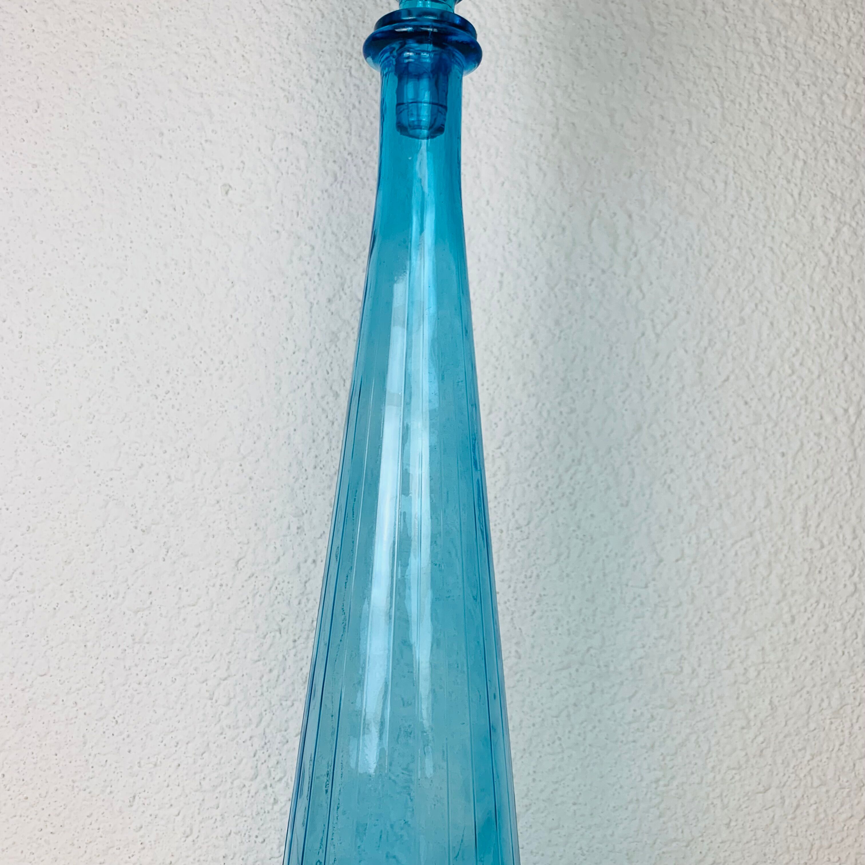2 Italian Empoli decanters 66 cm mouth-blown glass