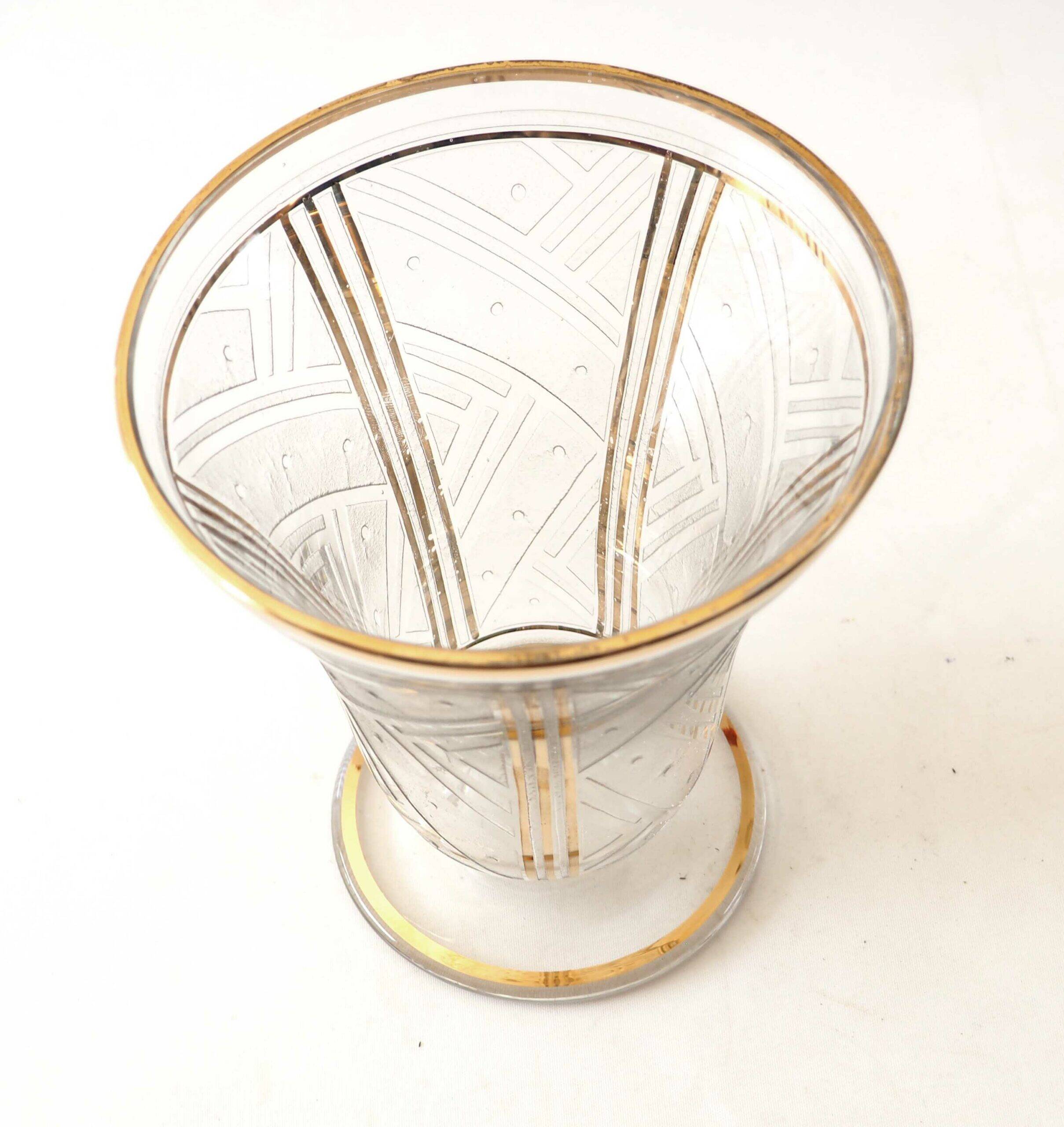 Frosted Art Deco carved vase