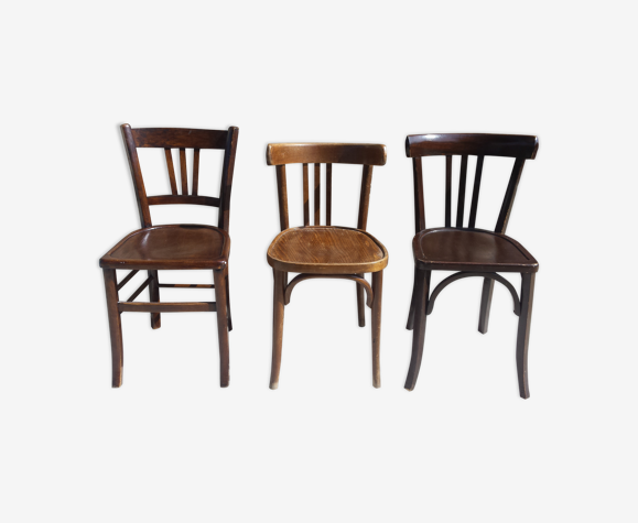 Lot de 3 chaises bistrot en bois