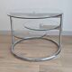 Vintage swivel coffee table with 3 glass and chrome trays – 1980s