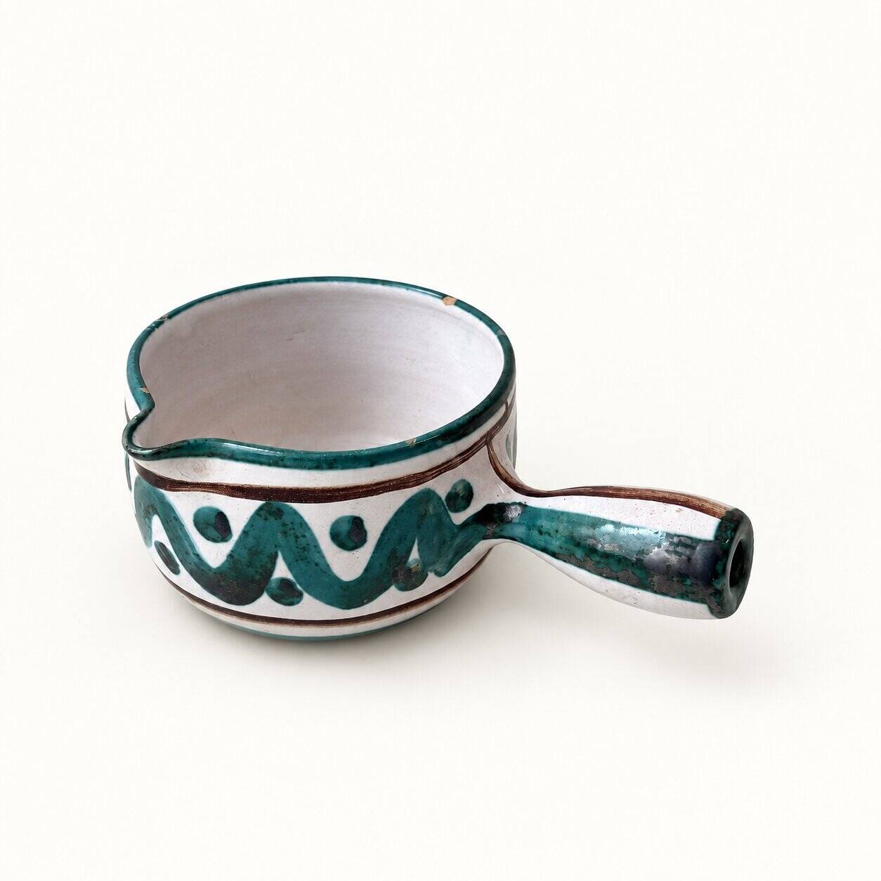Ceramic caquelon by R. Picault with wave decoration.