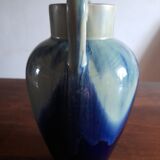 Vase with flamed blue signature in art deco ceramic
